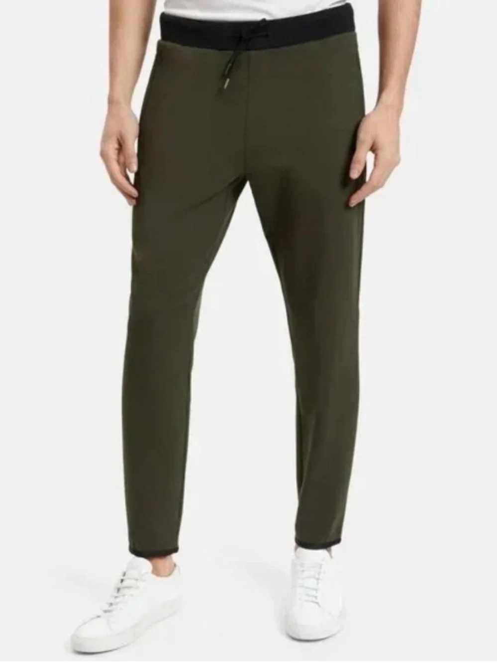 THEORY Men's Demir Plinth Drawstring Jogger Pant in Dark Olive Size Large